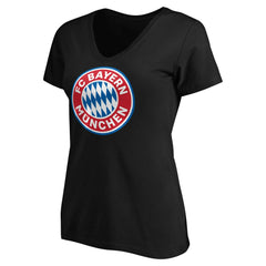 Bayern Munich Women's Logo V-Neck T-Shirt Black