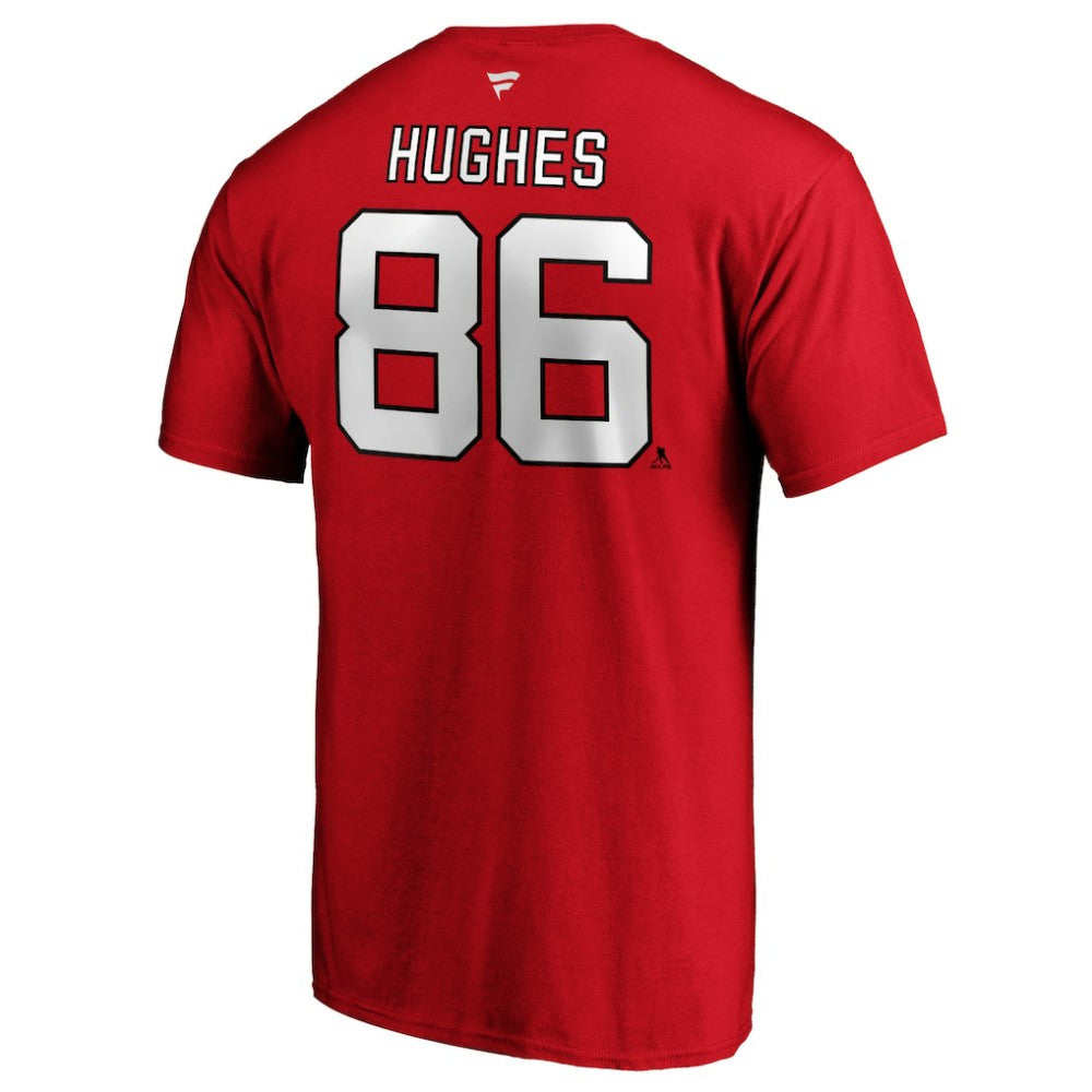 Jack Hughes New Jersey Devils Fanatics Authentic Stack Player Name & Number T-Shirt - Red | US 3607200