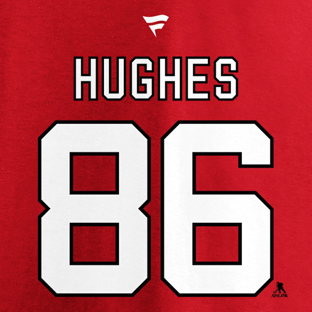Jack Hughes New Jersey Devils Fanatics Authentic Stack Player Name & Number T-Shirt - Red | US 3607200