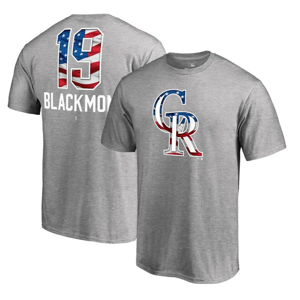 Charlie Blackmon Colorado Rockies Banner Wave Name & Number T-Shirt - Heathered Gray T-shirts