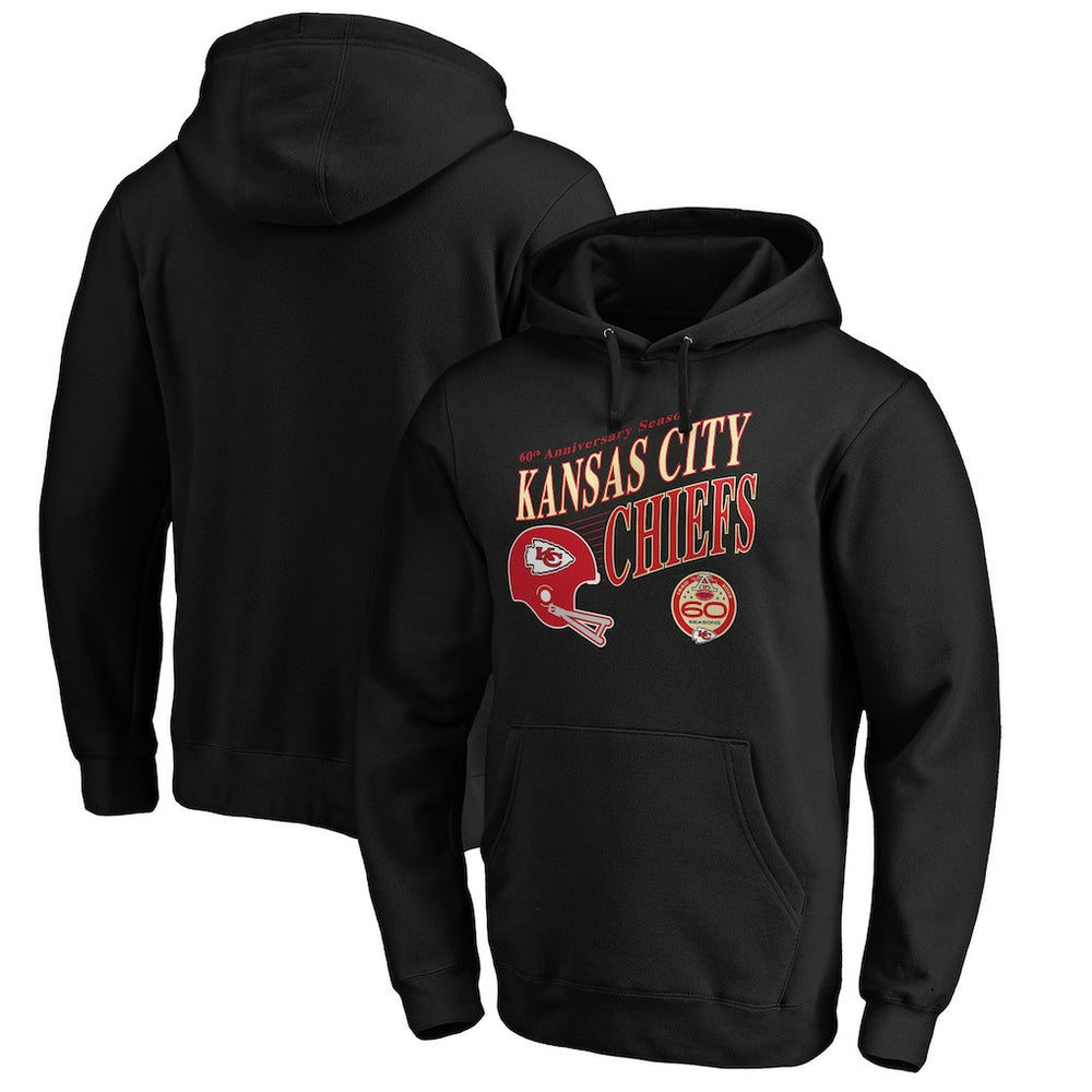 Kansas City Chiefs 60th Season Logo Rise Pullover Hoodie - Black Hoodies