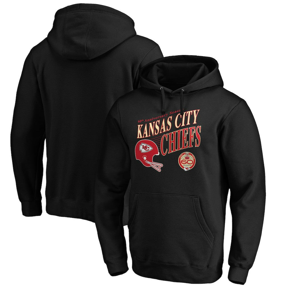 Kansas City Chiefs 60th Season Logo Rise Pullover Hoodie - Black Hoodies