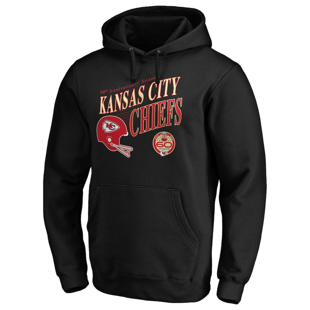 Kansas City Chiefs 60th Season Logo Rise Pullover Hoodie - Black Hoodies