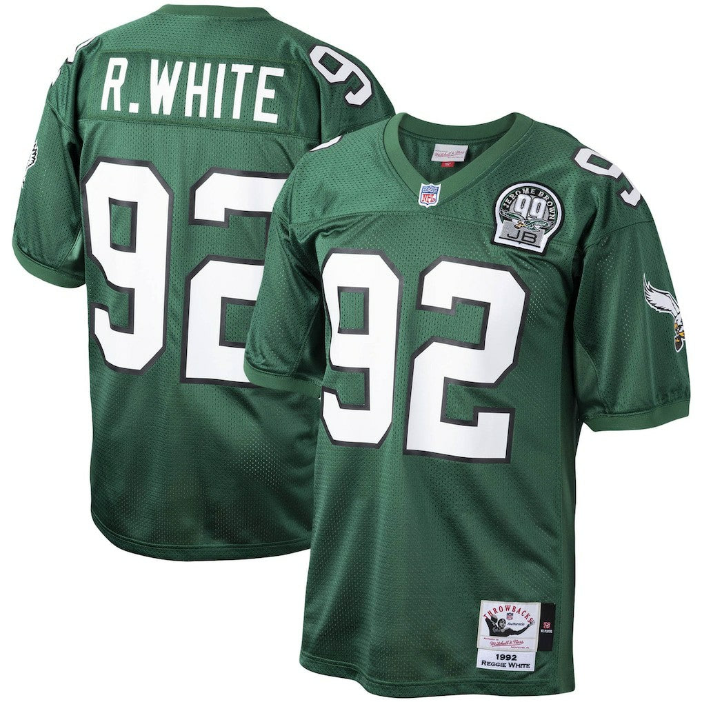Reggie White Philadelphia Eagles Authentic Throwback Retired Player Jersey - Green Jerseys