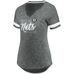 Brooklyn Nets Women's Showtime Winning With Pride Notch Neck T-Shirt Gray/White - Fanatics