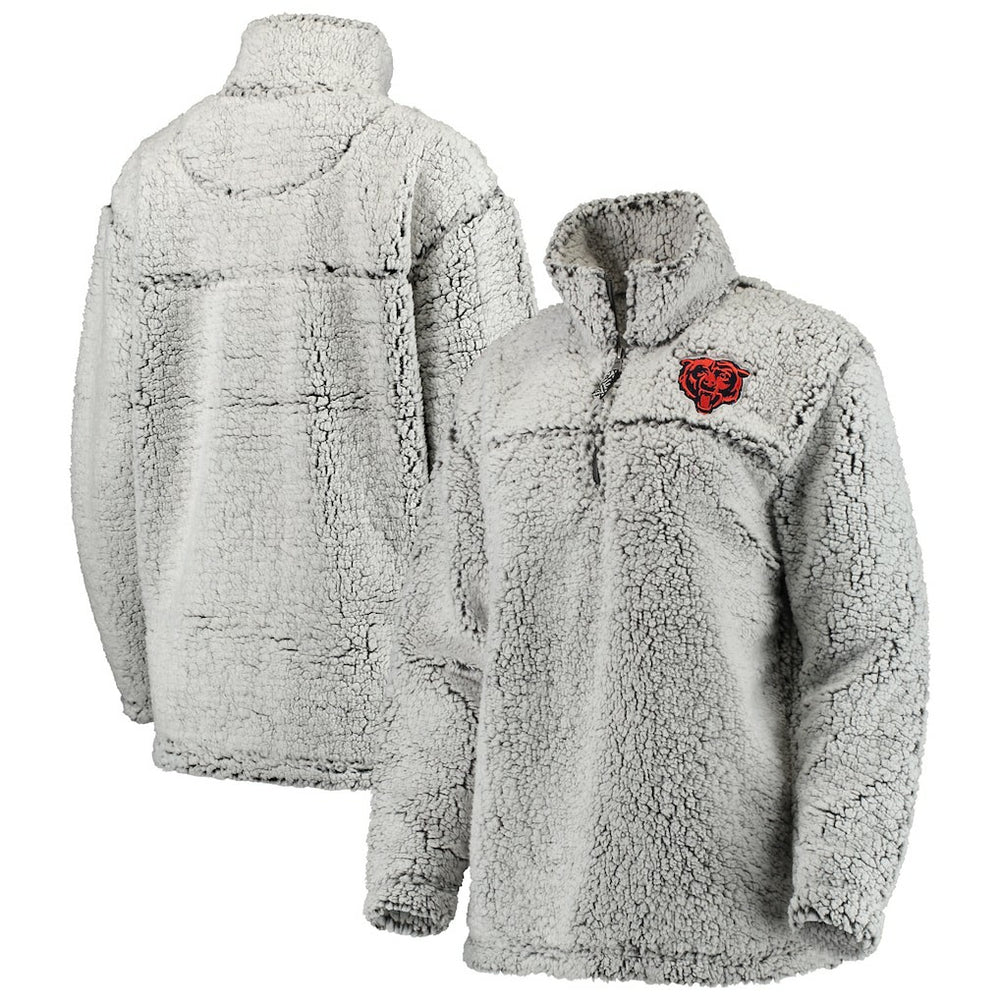 Chicago Bears Women's Sherpa Quarter-Zip Pullover Jacket - Gray Pullover