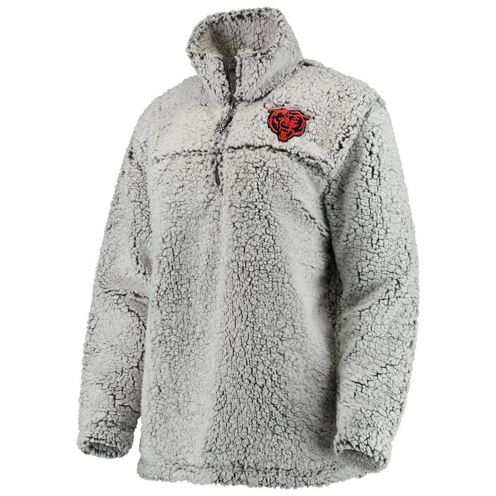 Chicago Bears Women's Sherpa Quarter-Zip Pullover Jacket - Gray Pullover