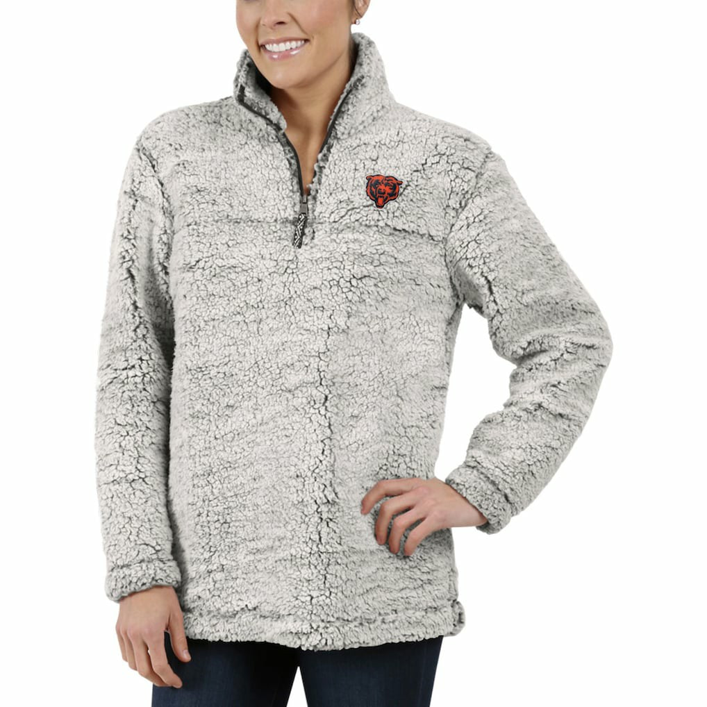 Chicago Bears Women's Sherpa Quarter-Zip Pullover Jacket - Gray Pullover