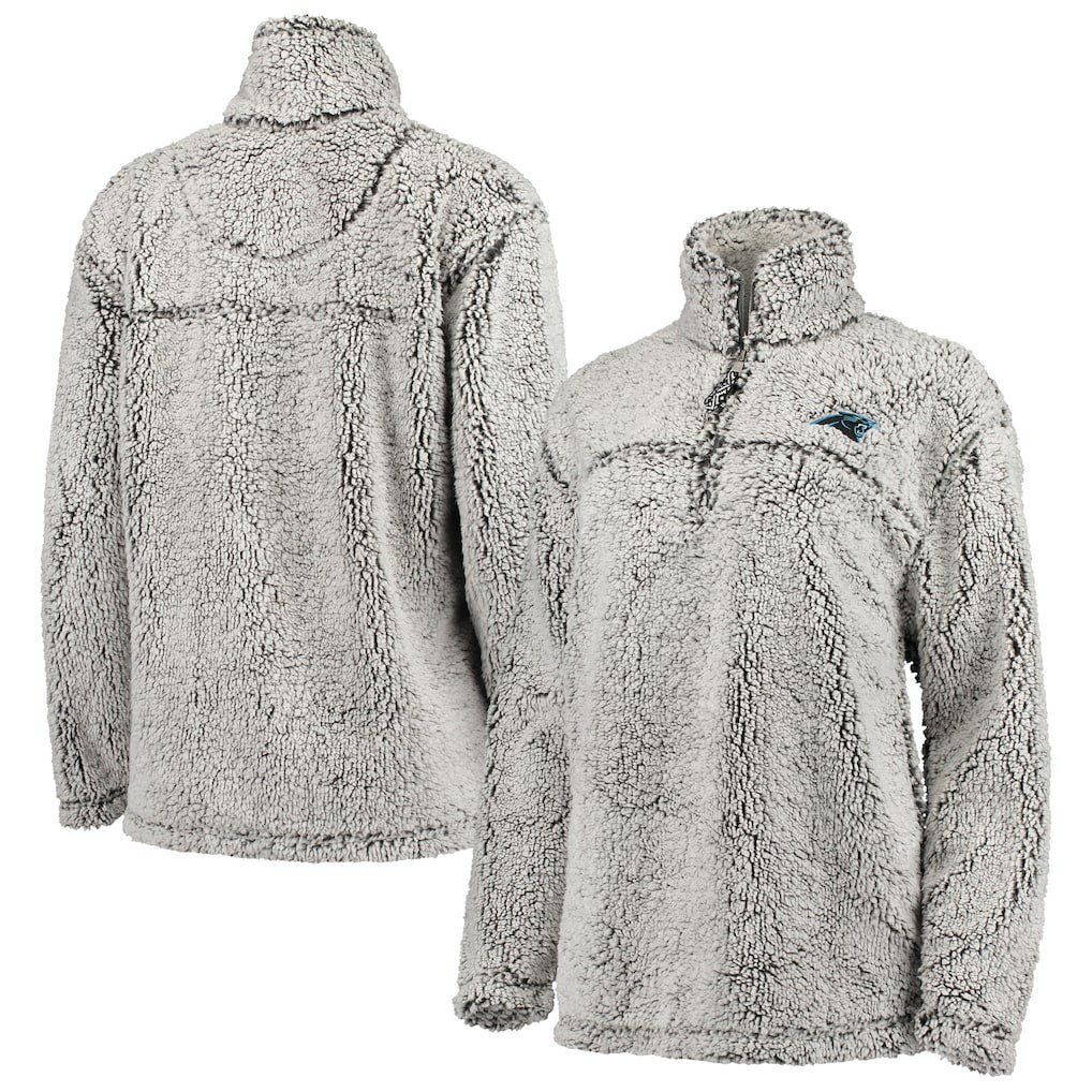 Carolina Panthers G-III 4Her by Carl Banks Women's Sherpa Quarter-Zip Pullover Jacket - Gray Pullover