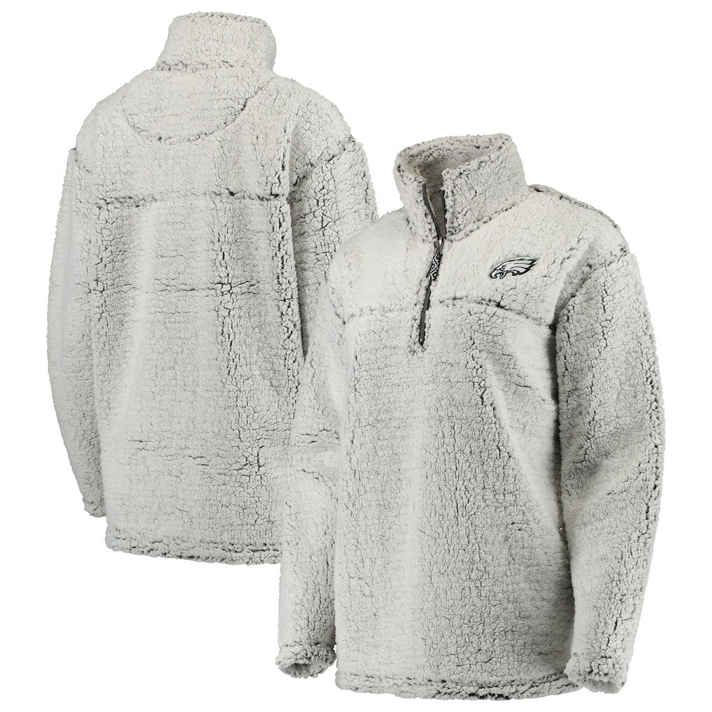 Philadelphia Eagles Women's Sherpa Quarter-Zip Pullover Jacket - Gray Pullover