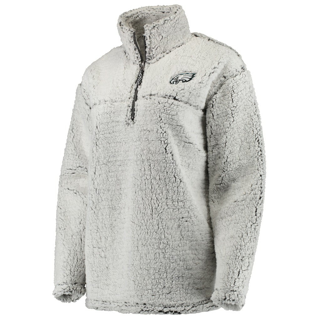 Philadelphia Eagles Women's Sherpa Quarter-Zip Pullover Jacket - Gray Pullover