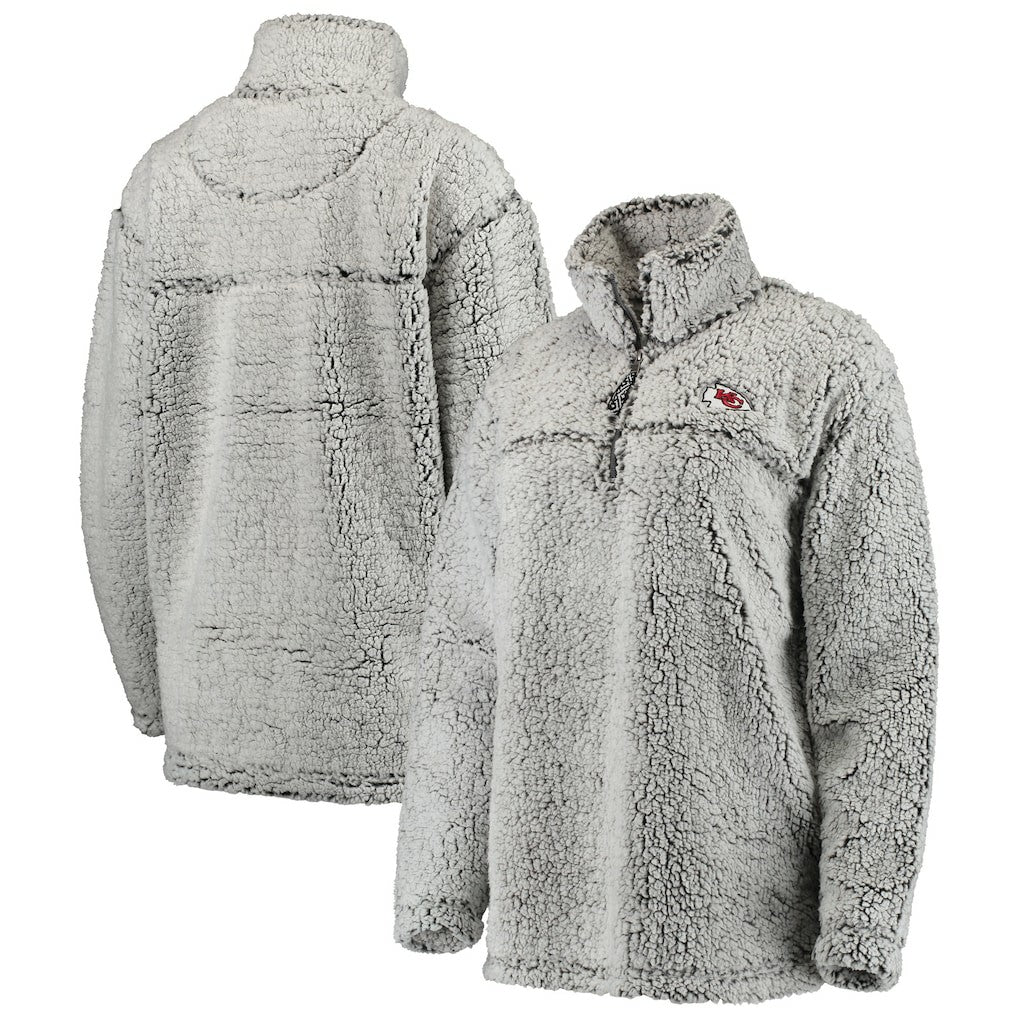 Kansas City Chiefs Women's Sherpa Quarter-Zip Pullover Jacket - Gray Pullover