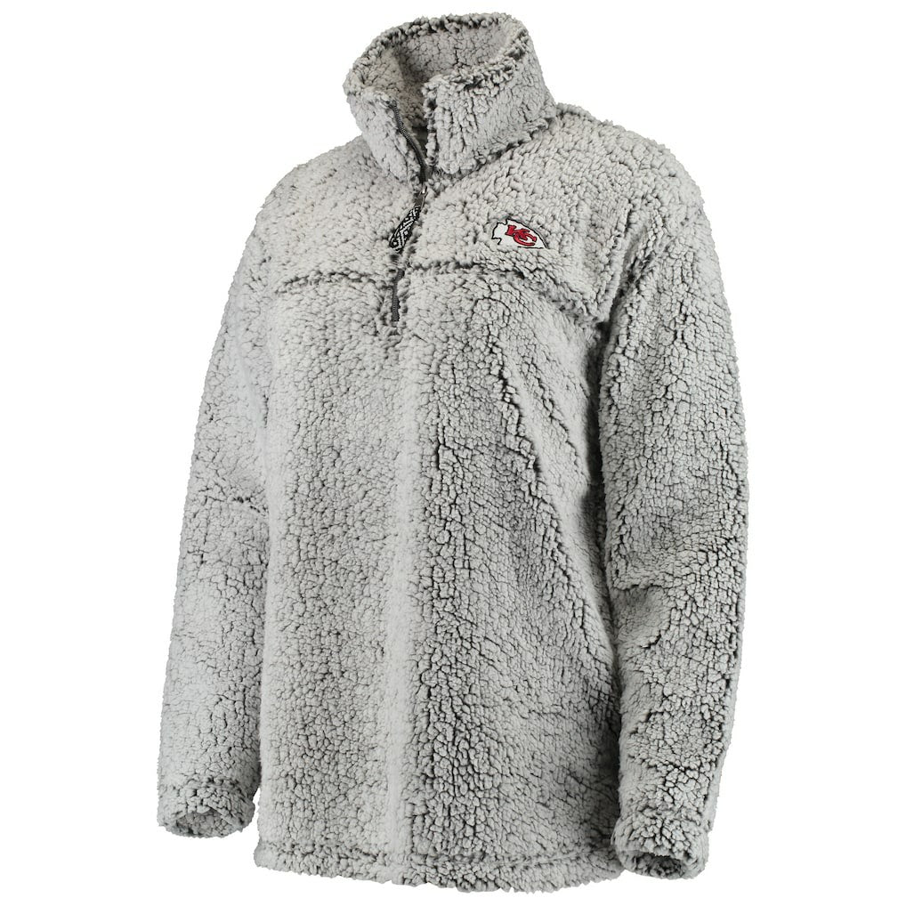 Kansas City Chiefs Women's Sherpa Quarter-Zip Pullover Jacket - Gray Pullover