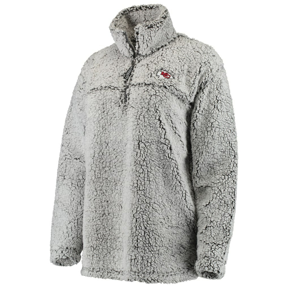 Kansas City Chiefs Women's Sherpa Quarter-Zip Pullover Jacket - Gray Pullover