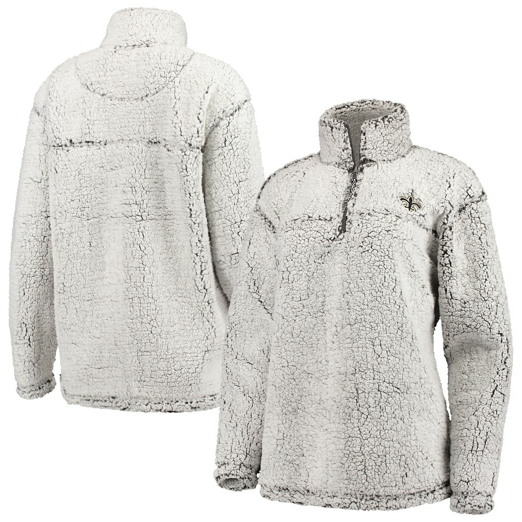 New Orleans Saints G-III 4Her by Carl Banks Women's Sherpa Quarter-Zip Pullover Jacket - Gray Pullover