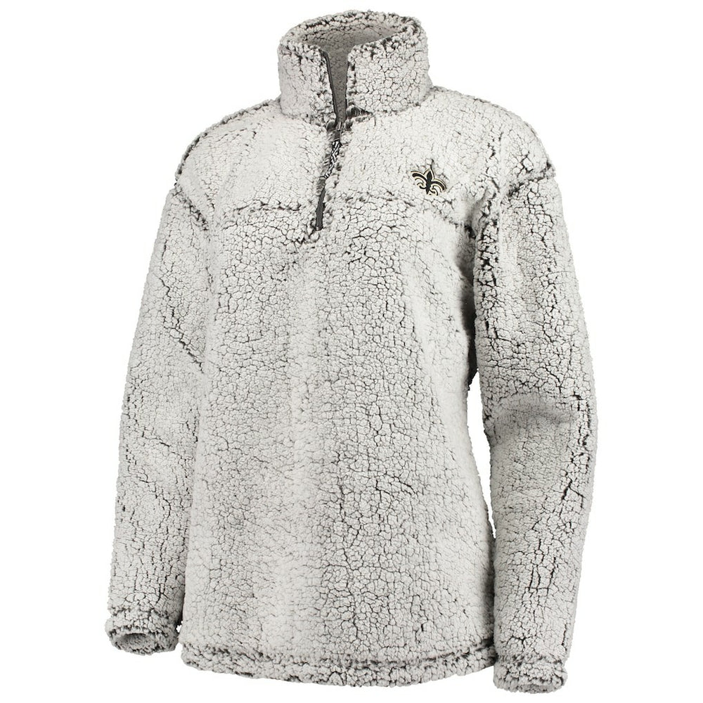 New Orleans Saints G-III 4Her by Carl Banks Women's Sherpa Quarter-Zip Pullover Jacket - Gray Pullover