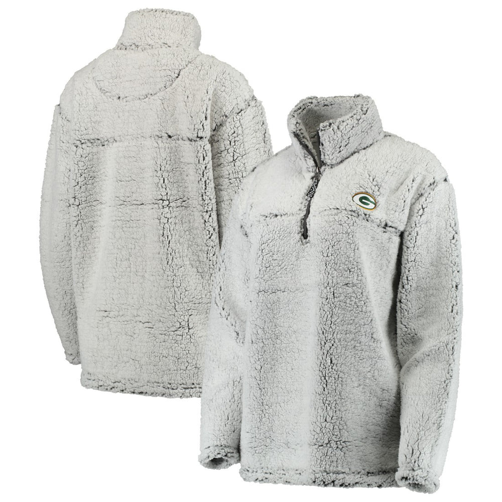 Green Bay Packers Women's Sherpa Quarter-Zip Pullover Jacket - Gray Pullover