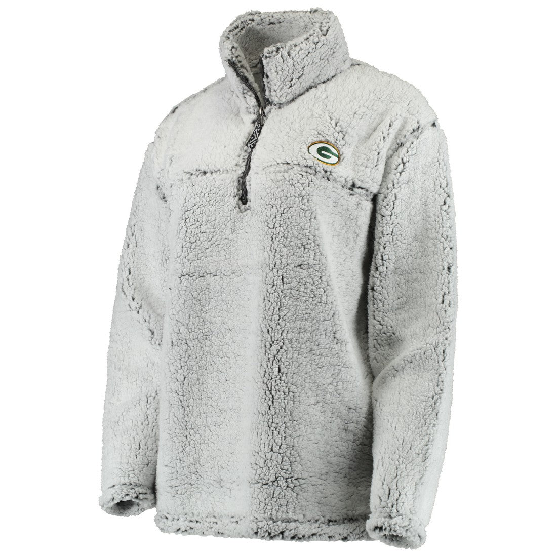 Green Bay Packers Women's Sherpa Quarter-Zip Pullover Jacket - Gray Pullover