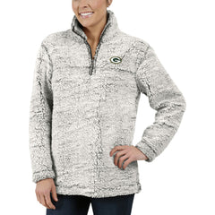 Green Bay Packers Women's Sherpa Quarter-Zip Pullover Jacket - Gray Pullover