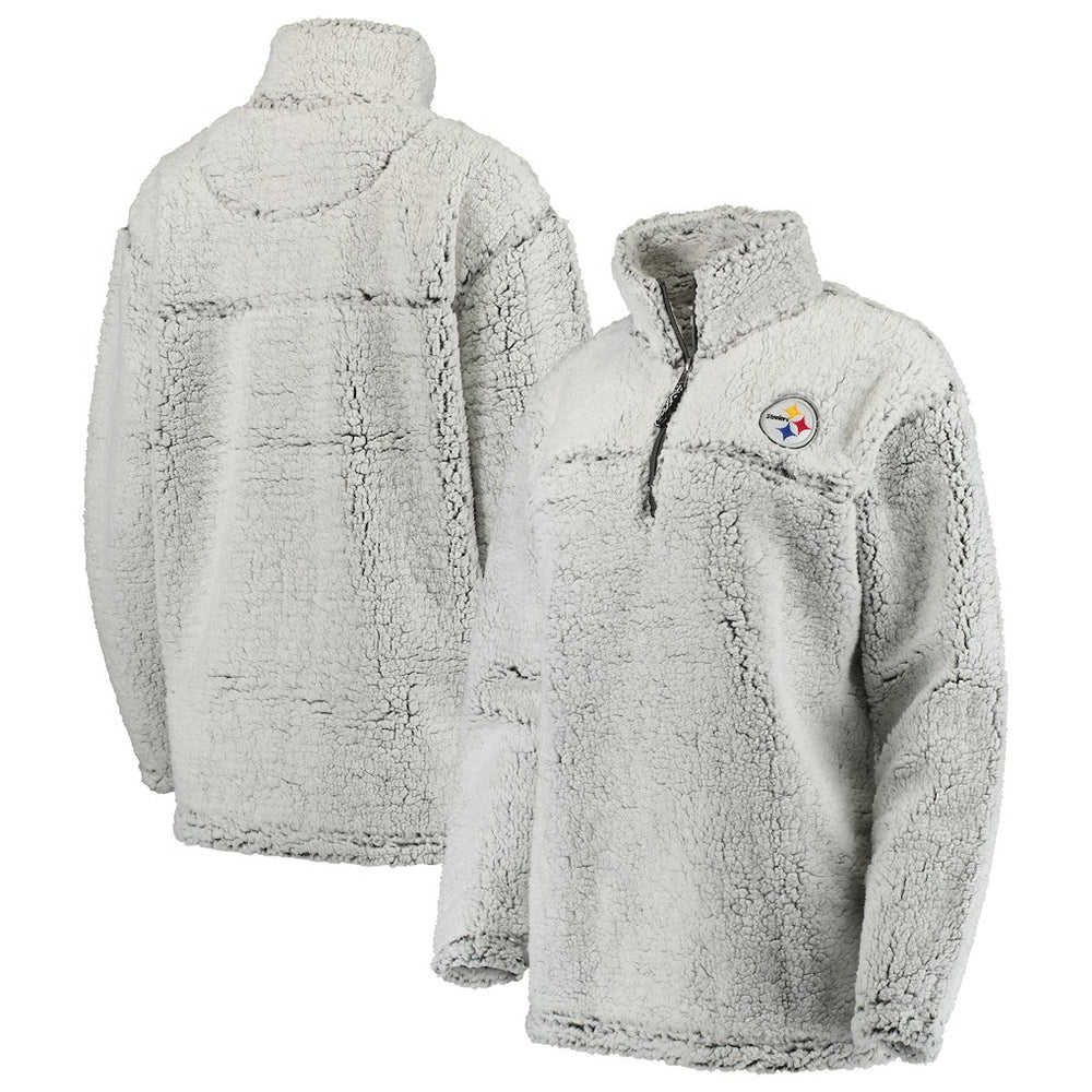 Pittsburgh Steelers Women's Sherpa Quarter-Zip Pullover Jacket - Gray Pullover