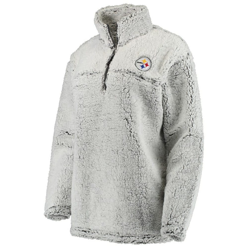 Pittsburgh Steelers Women's Sherpa Quarter-Zip Pullover Jacket - Gray Pullover