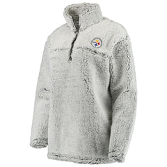 Pittsburgh Steelers Women's Sherpa Quarter-Zip Pullover Jacket - Gray Pullover