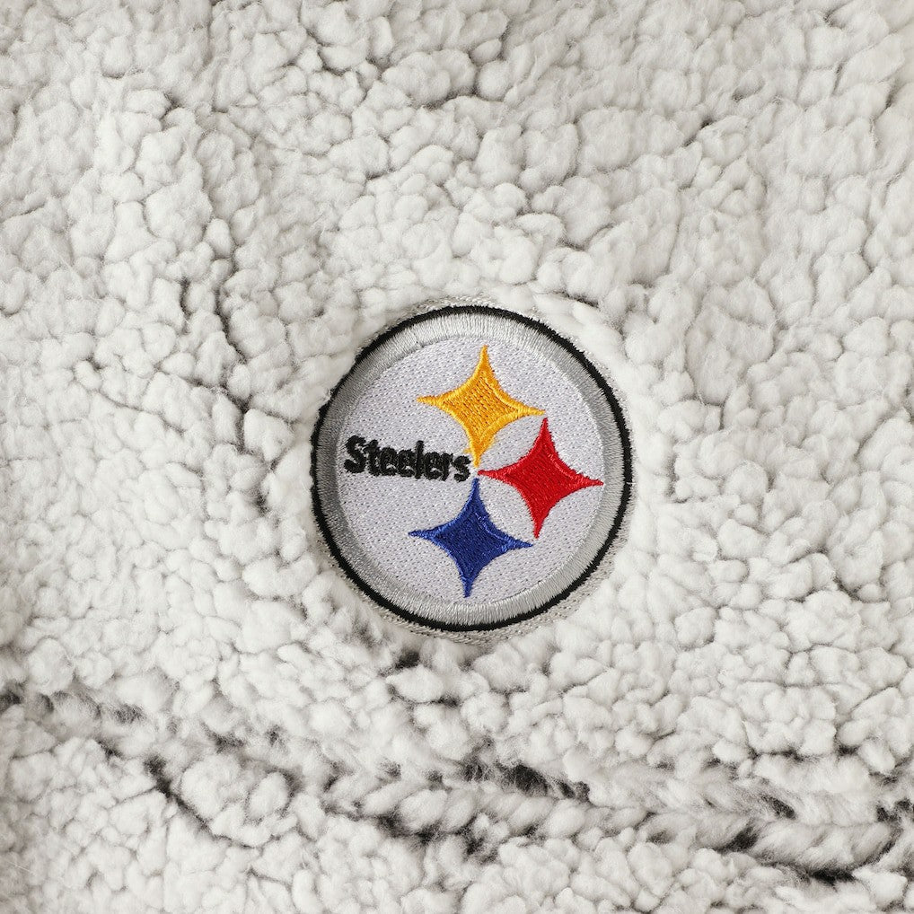Pittsburgh Steelers Women's Sherpa Quarter-Zip Pullover Jacket - Gray Pullover