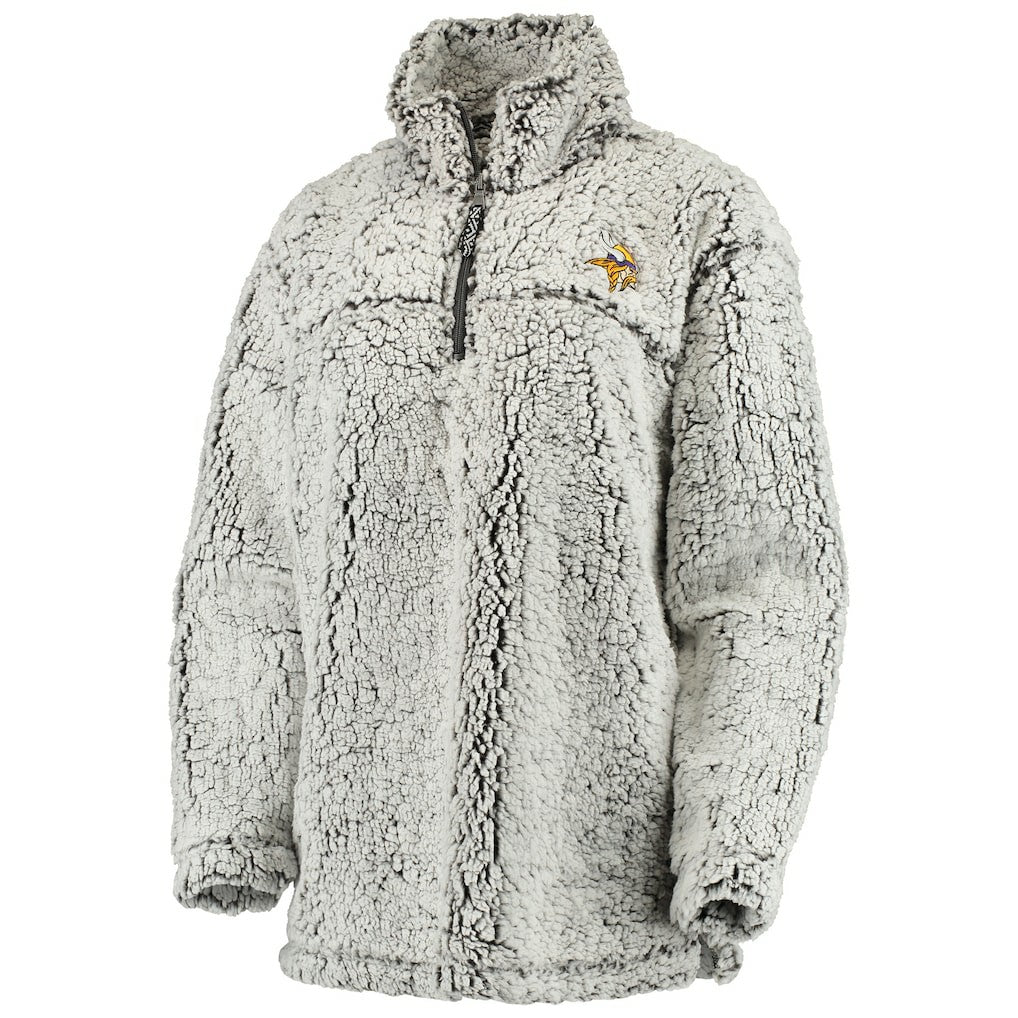 Minnesota Vikings Women's Sherpa Quarter-Zip Pullover Jacket - Gray Pullover
