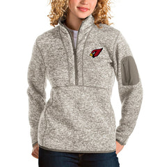 Arizona Cardinals Antigua Women's Fortune Half-Zip Pullover Jacket - Oatmeal Pullover
