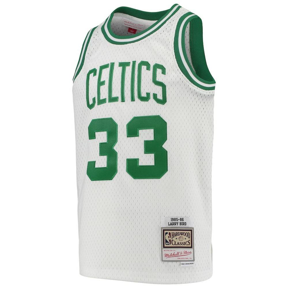 Larry Bird Boston Celtics Youth 1985-86 Hardwood Classics Swingman Throwback Jersey White - Mitchell & Ness