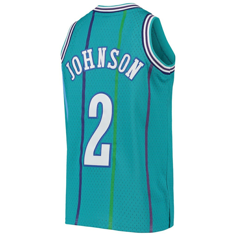 Larry Johnson Charlotte Hornets Youth 1992/93 Hardwood Classics Swingman Jersey Teal - Mitchell & Ness
