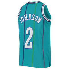 Larry Johnson Charlotte Hornets Youth 1992/93 Hardwood Classics Swingman Jersey Teal - Mitchell & Ness