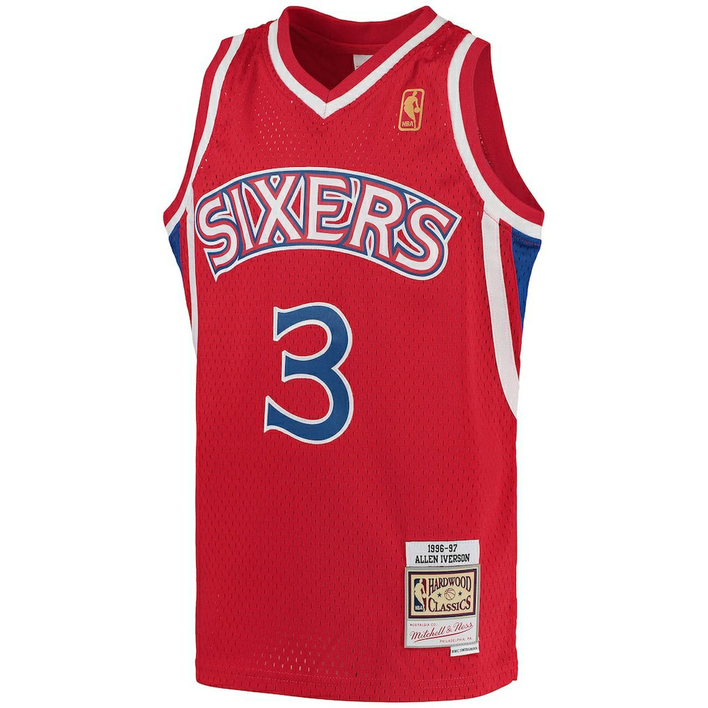 Allen Iverson Philadelphia 76ers Youth 1996/97 Hardwood Classics Swingman Throwback Jersey Red - Mitchell & Ness