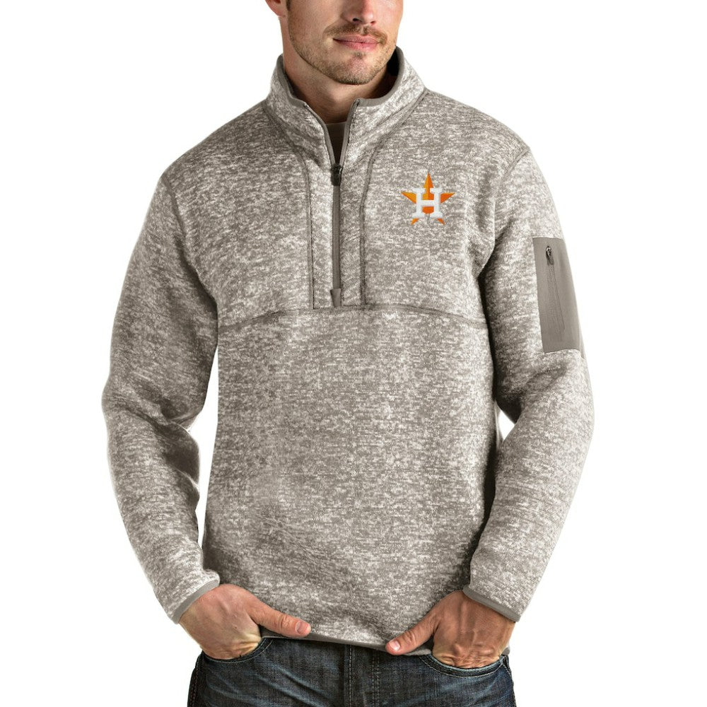 Houston Astros Antigua Fortune Quarter-Zip Pullover Jacket - Oatmeal Jackets