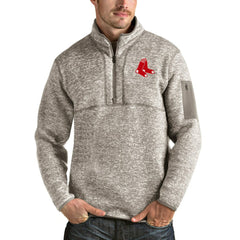 Boston Red Sox Antigua Fortune Quarter-Zip Pullover Jacket - Oatmeal Jackets