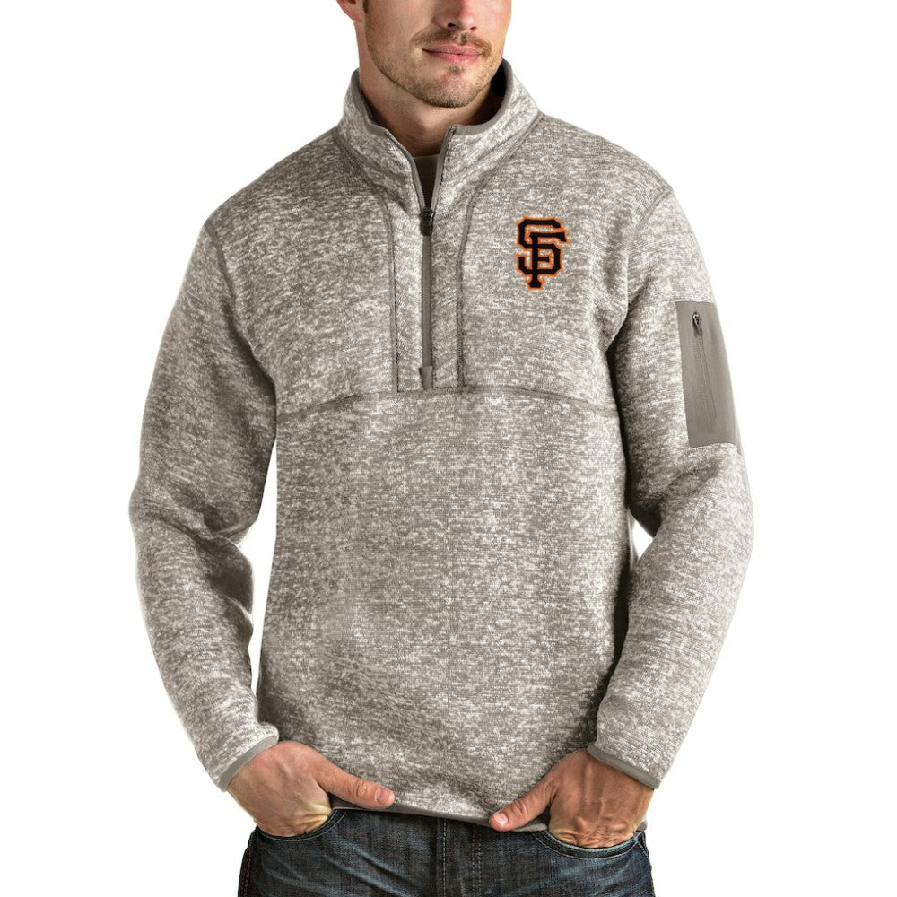San Francisco Giants Antigua Fortune Quarter-Zip Pullover Jacket - Oatmeal Jackets