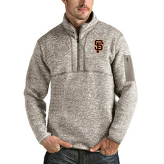 San Francisco Giants Antigua Fortune Quarter-Zip Pullover Jacket - Oatmeal Jackets