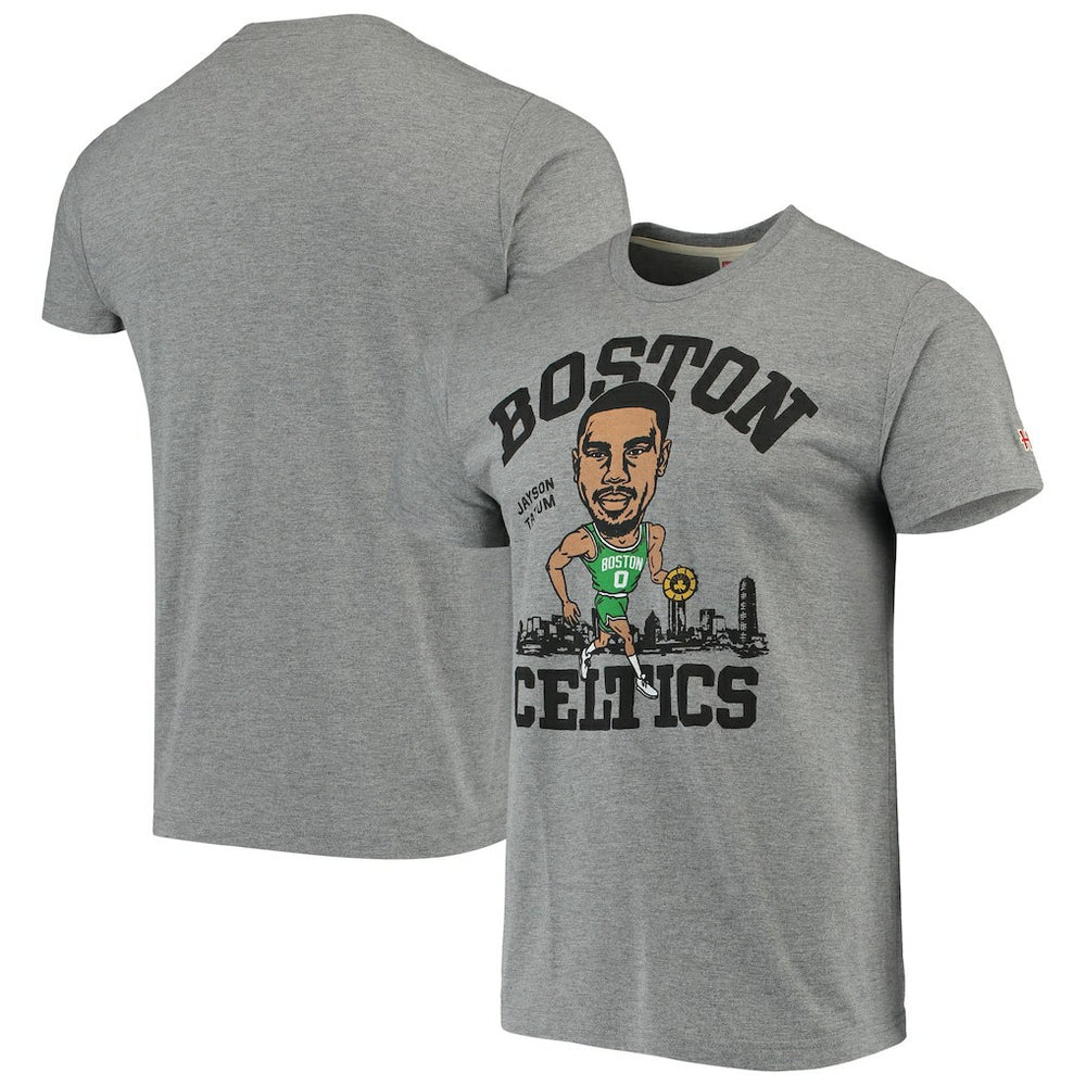 Jayson Tatum Boston Celtics Caricature Tri-Blend T-Shirt Gray