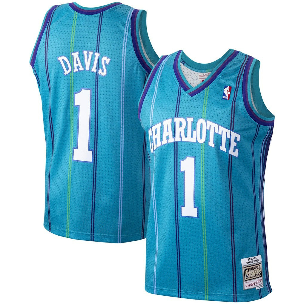 Baron Davis Charlotte Hornets 1999/00 Hardwood Classics Swingman Jersey Teal - Mitchell & Ness