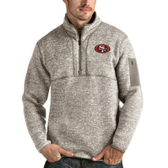 San Francisco 49ers Antigua Fortune Quarter-Zip Pullover Jacket - Oatmeal Pullover
