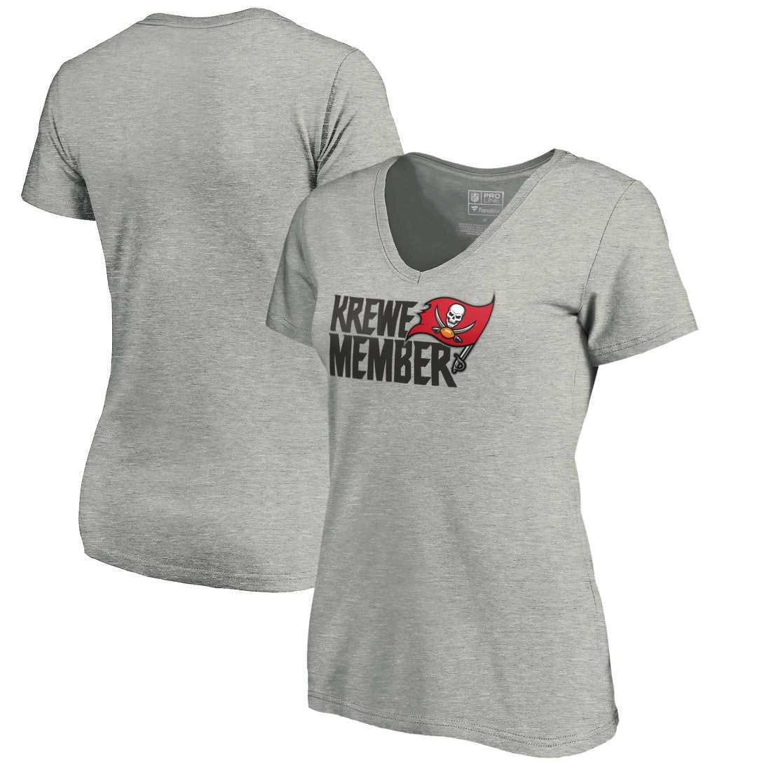 Tampa Bay Buccaneers Women's Krewe Member V-Neck T-Shirt - Heather Gray T-shirts