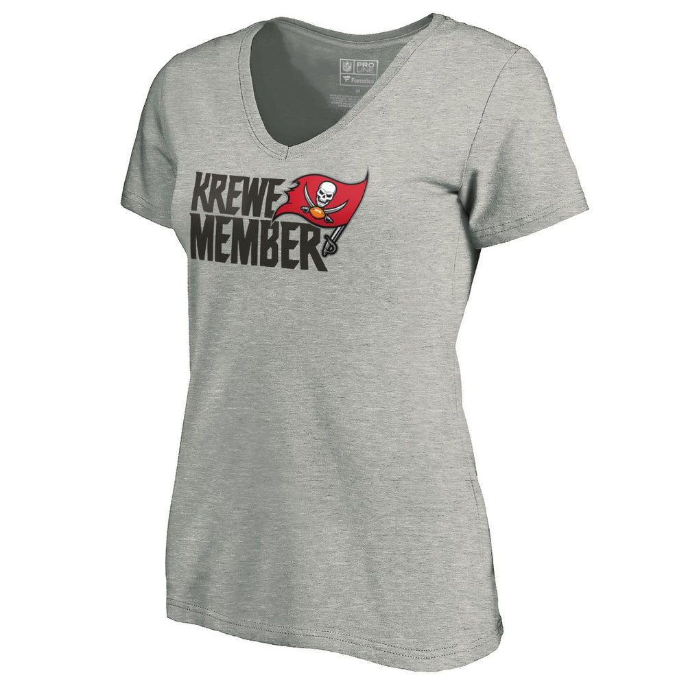 Tampa Bay Buccaneers Women's Krewe Member V-Neck T-Shirt - Heather Gray T-shirts