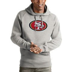 San Francisco 49ers Antigua Victory Pullover Hoodie - Heather Gray Hoodies
