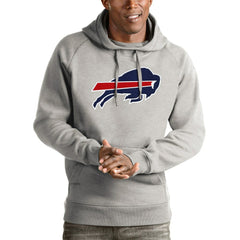 Buffalo Bills Antigua Victory Pullover Hoodie - Heathered Gray Hoodies