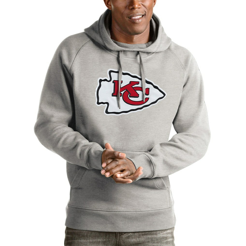 Kansas City Chiefs Antigua Victory Pullover Hoodie - Heather Gray Hoodies