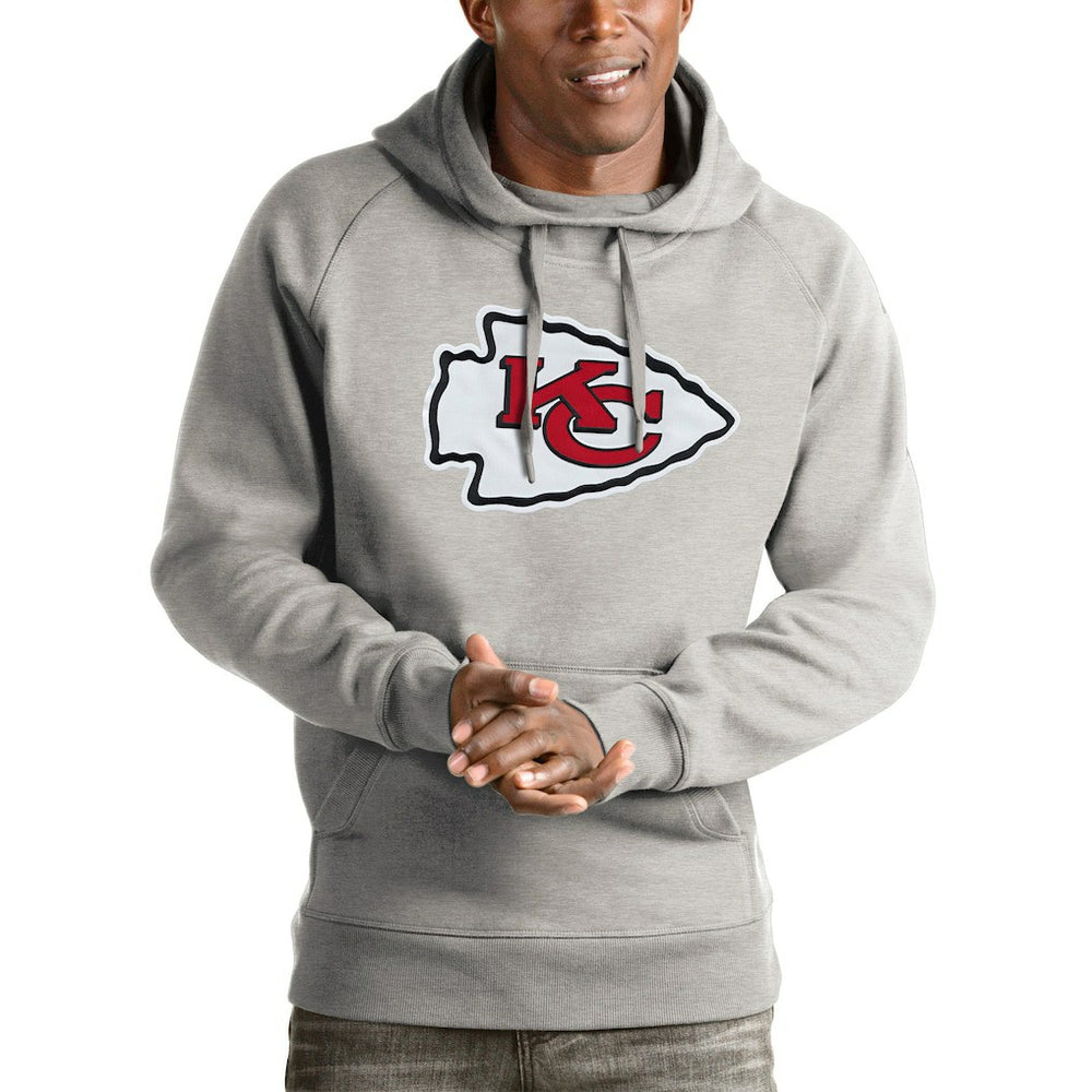 Kansas City Chiefs Antigua Victory Pullover Hoodie - Heather Gray Hoodies