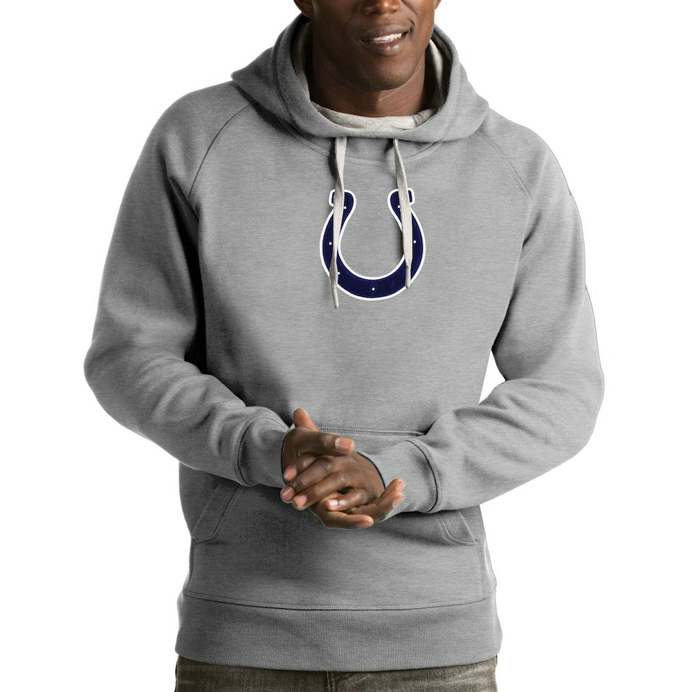 Indianapolis Colts Antigua Victory Pullover Hoodie - Heather Gray Hoodies