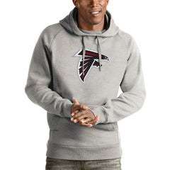 Atlanta Falcons Antigua Victory Pullover Hoodie - Heather Gray Hoodies