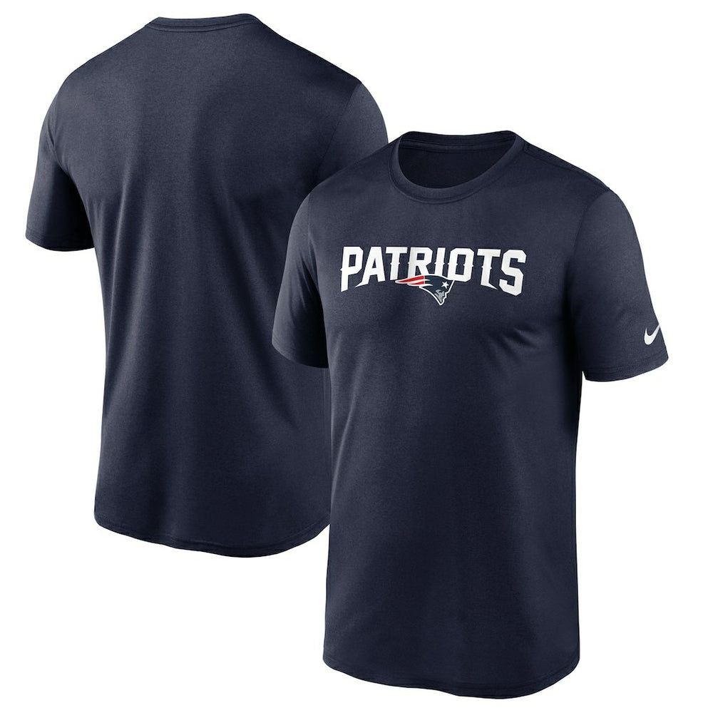 New England Patriots Wordmark Legend Performance T-Shirt - Navy T-shirts