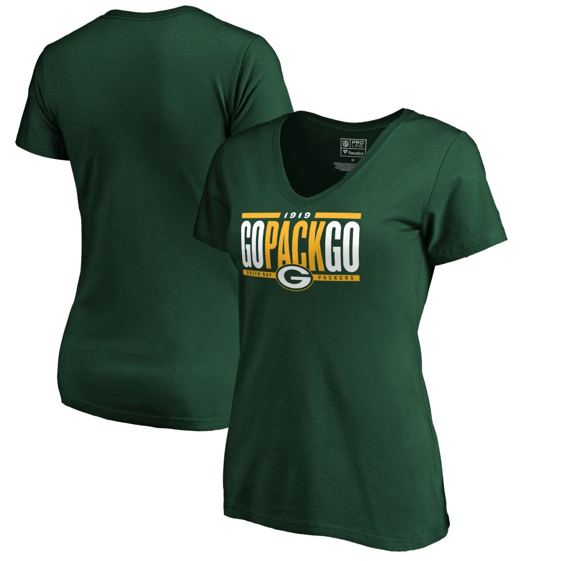 Green Bay Packers Women's Hometown Refresh Go Pack Go V-Neck T-Shirt - Green T-shirts